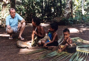 Father Horgan chatting with Yapese children.