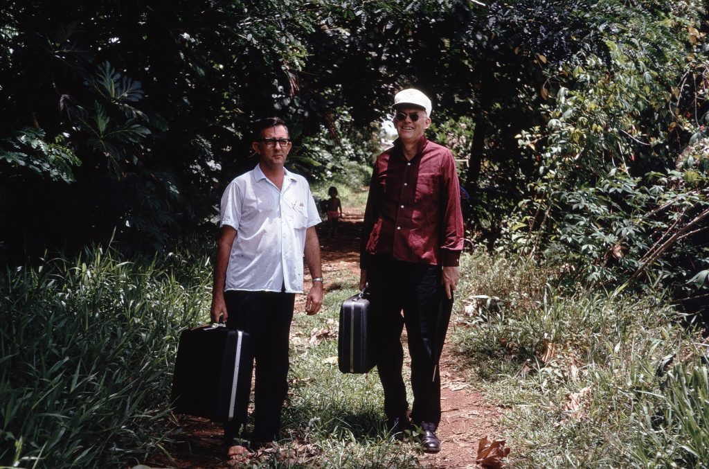 Fr. William McGarry on a path with Bishop Martin Neylon, 1970